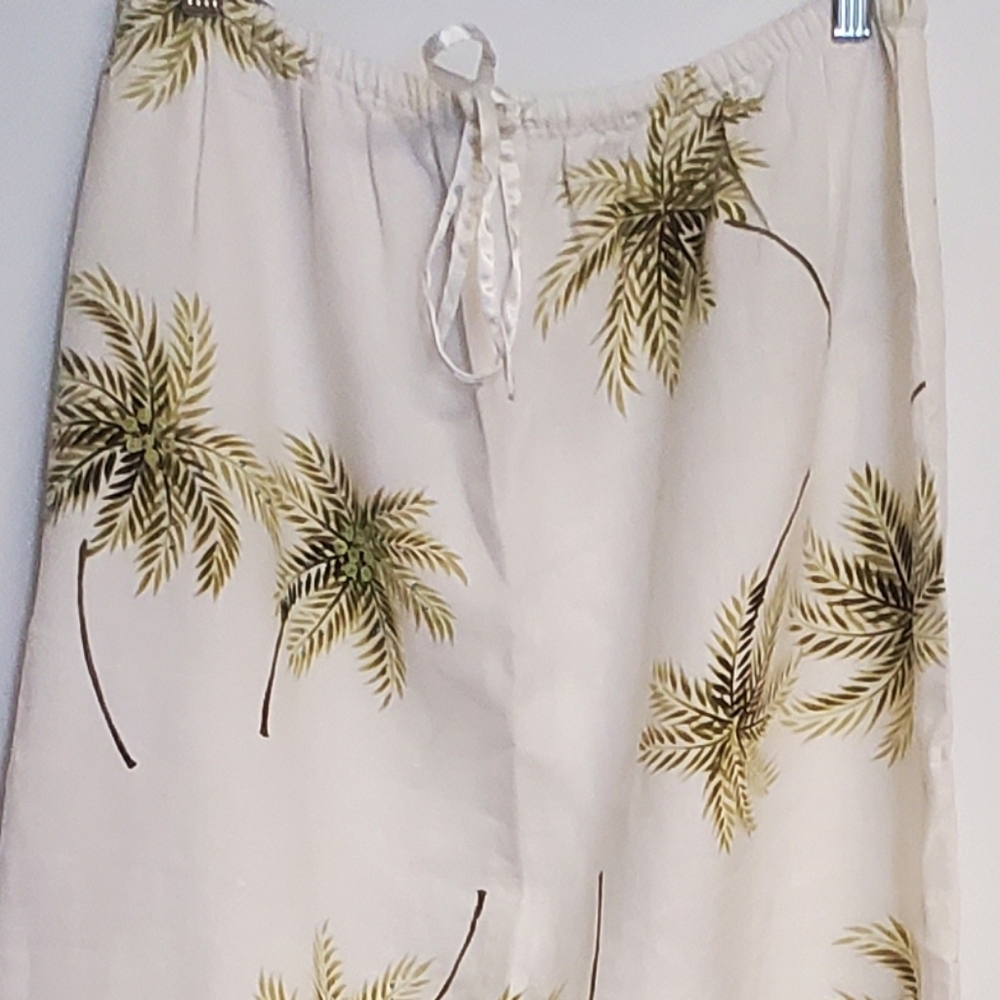 Uniform Paul Richard 100% Linen Palm Tree 2 Slit Side Maxi Skirt Size Large - Picture 4 of 6